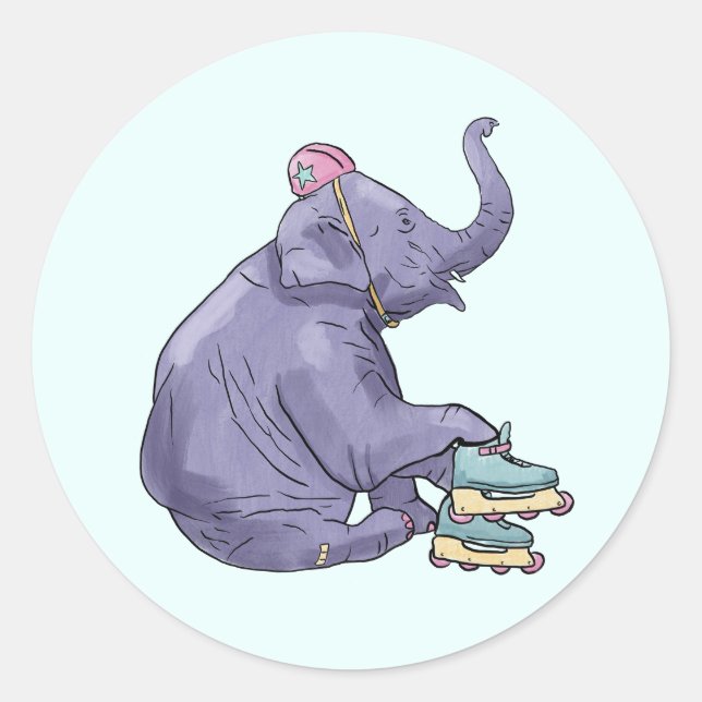 Rollentier Skaten Runder Aufkleber (Vorderseite)