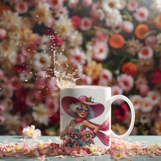 Roller Babe Granny - Personnalisable Mug Pink Casq