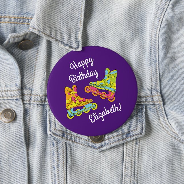 Roller Blades Skate Kindergeburtstag Party Skaten Button (Beispiel)