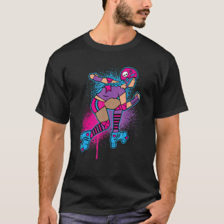 Roller Derby Girl Roller Skater mit Spray Paint D T-Shirt