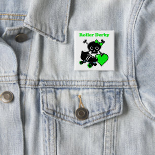Roller Derby Heart (grün) Button