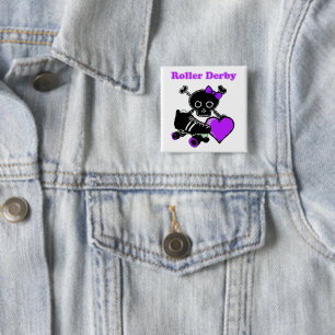 Roller Derby Heart (Lila) Button