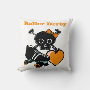 Roller Derby Heart (Orange) Kissen