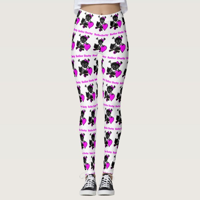 Roller Derby Heart (rosa) Leggings (Vorderseite)