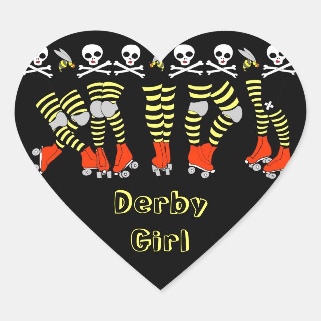 Roller Derby Heart Shaped Stickers (Vorderseite)