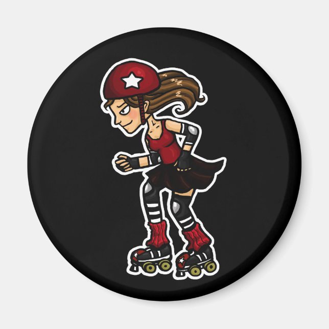 Roller Derby Jammer red Magnet (Vorne)
