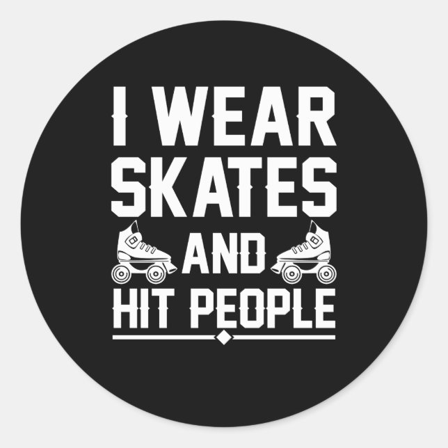 Roller Derby Skater Tragen Sie Skate auf Menschen Runder Aufkleber (Vorderseite)