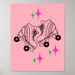 Roller Derby Skating Rosa Poster