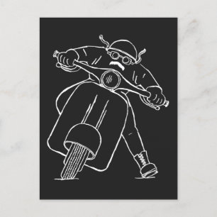Roller Free Spirit Scooter Zeichnung Postkarte