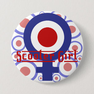 Roller-Mädchenentwurf auf Zielhintergrund Button