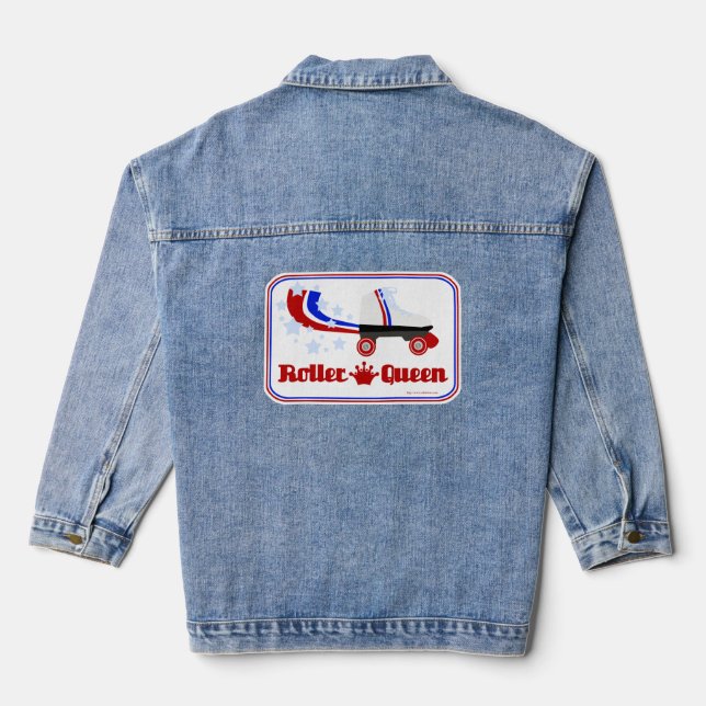 Roller Queen Fun Skate Logo Slogan Art Jeansjacke (Rückseite)
