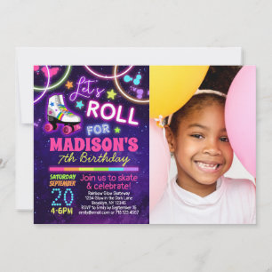 Roller Skate Anniversaire Fête Invitation avec pho