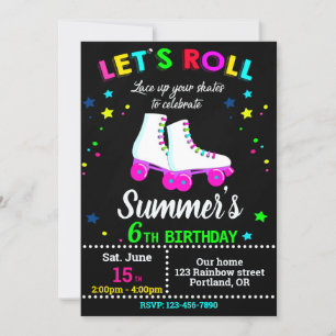 Roller skate anniversaire invitation Patinage