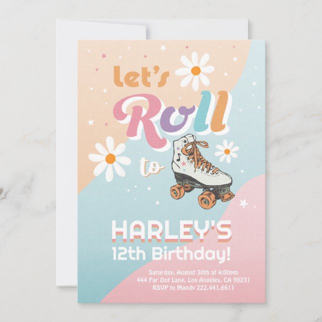 Roller Skate Anniversaire Invitation Roller Disco (Devant)