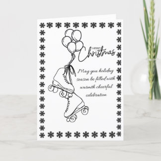 "Roller Skate Christmas Card - Modernes Minimalist Feiertagskarte
