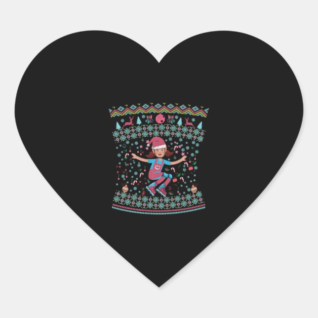 Roller Skate Christmas Girl Herz-Aufkleber (Vorderseite)