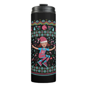Roller Skate Christmas Girl Thermosbecher