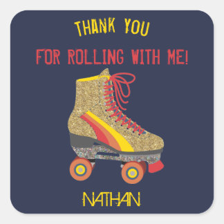 Roller Skate Danke, Gefallen Tag, Skaten, Quadratischer Aufkleber