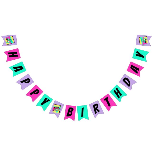 Roller Skate der 90er Happy Birthday aquamarin lil Wimpelkette (Alle)