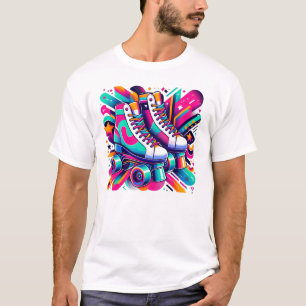 Roller-Skate der Retro-90er Jahre - lebhaftes Thro T-Shirt