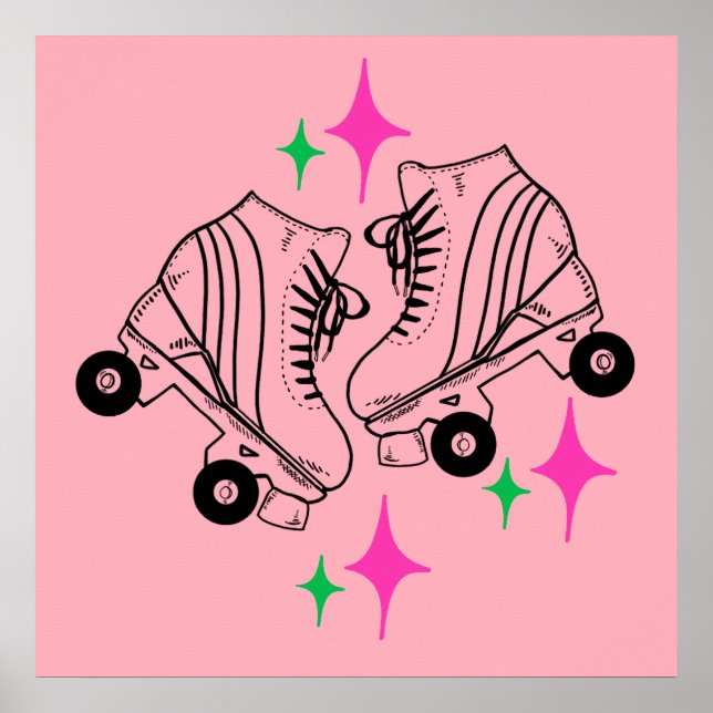 Roller-Skate Derby Skaten Pink Poster (Vorne)