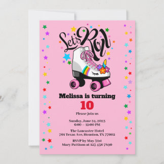 Roller Skate Einhorn in beliebigem Alter Einladung