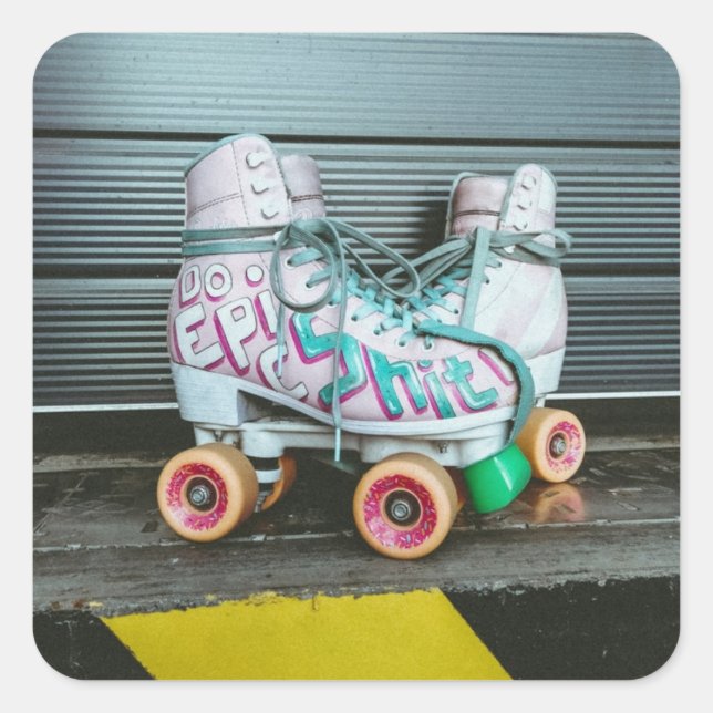 Roller-Skate Epic Quadratischer Aufkleber (Vorderseite)