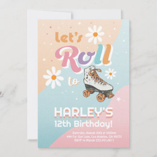 Roller Skate Geburtstagsfeier Einladung Roller Dis