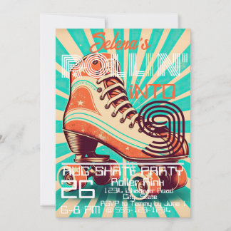 Roller Skate Geburtstagspartei Custom Einladung