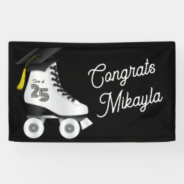 Roller Skate Graduation Party Skaten Rink Black Banner