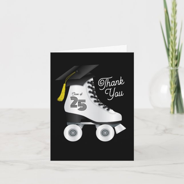 Roller Skate Graduation Party Skaten Rink Black Einladung (Vorderseite)