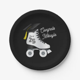 Roller Skate Graduation Party Skaten Rink Black Pappteller