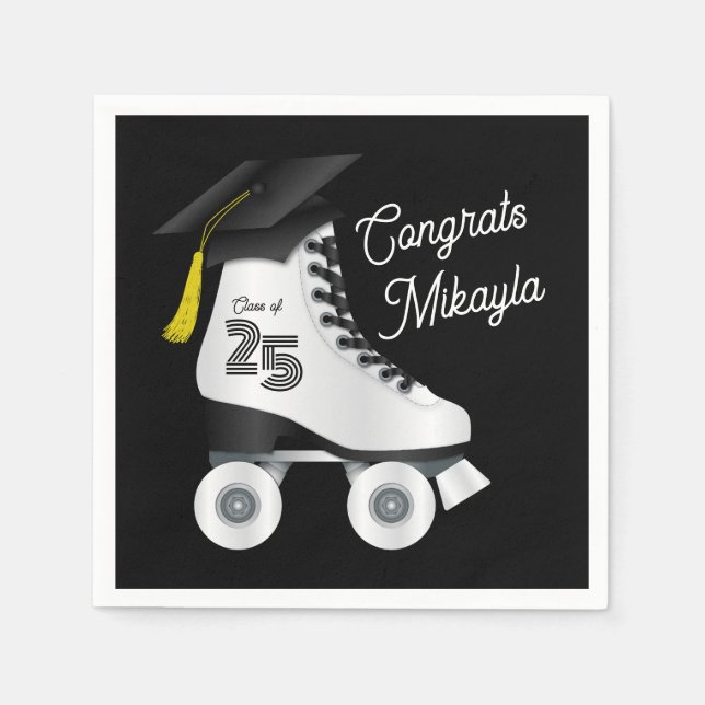 Roller Skate Graduation Party Skaten Rink Black Serviette (Vorderseite)
