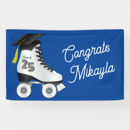 Roller Skate Graduation Party Skaten Rink Blue Banner
