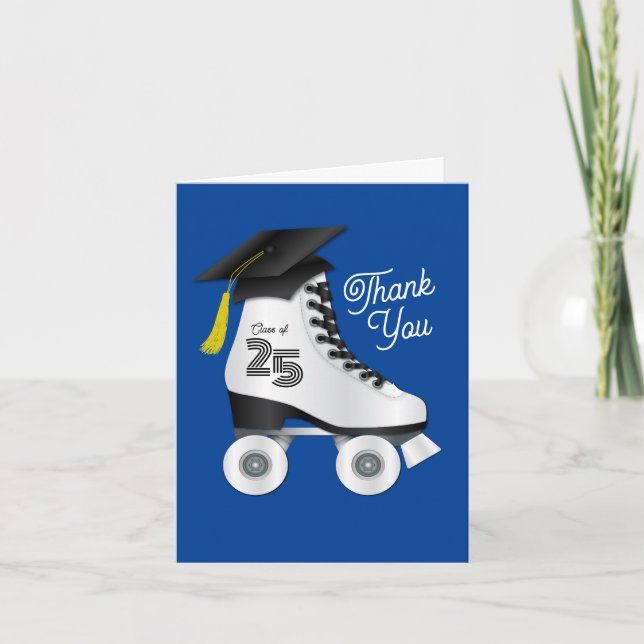 Roller Skate Graduation Party Skaten Rink Blue Einladung (Vorderseite)
