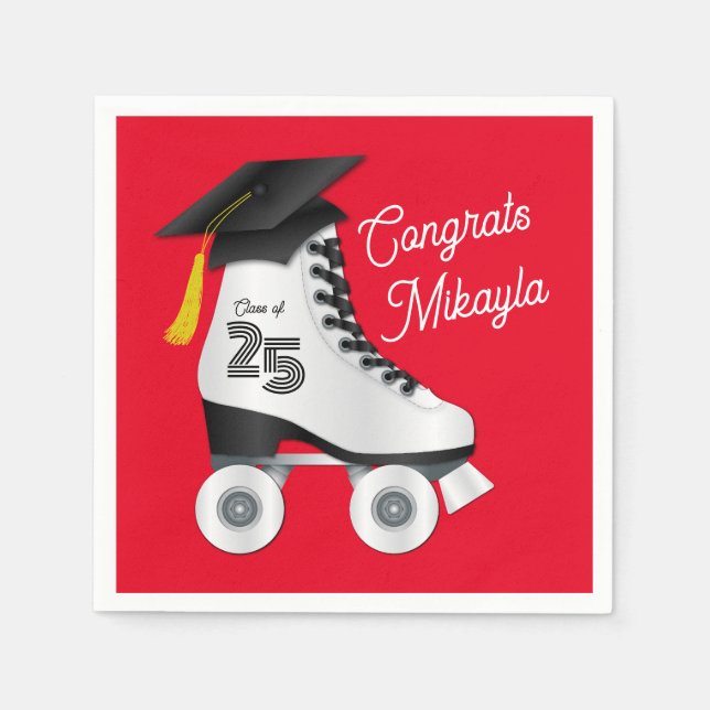 Roller Skate Graduation Party Skaten Rink Red Serviette (Vorderseite)