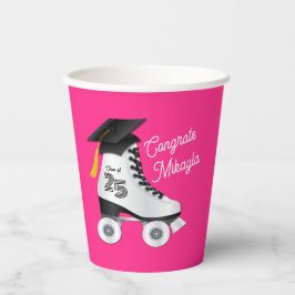 Roller Skate Graduation Party Skaten rosa Rosa Pappbecher