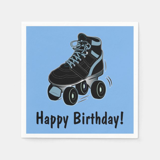 Roller Skate Happy Birthday Serviette (Vorderseite)
