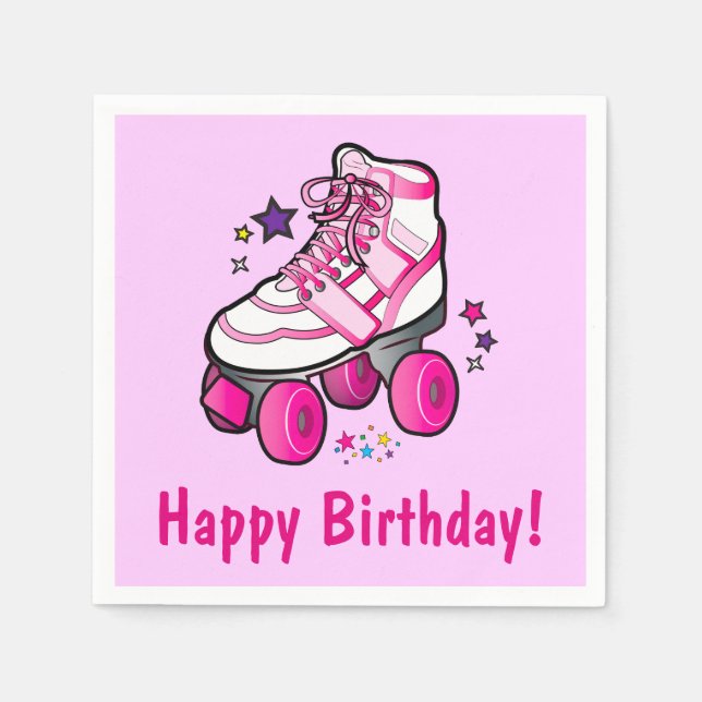 Roller Skate Happy Birthday Serviette (Vorderseite)