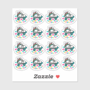 Roller Skate Happy Mail Custom Cut Vinyl Sticker