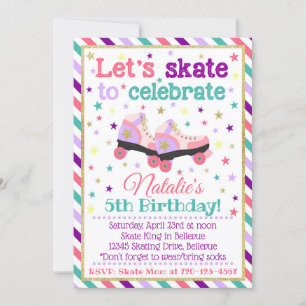 Roller Skate Invitation Anniversaire   Invitation 