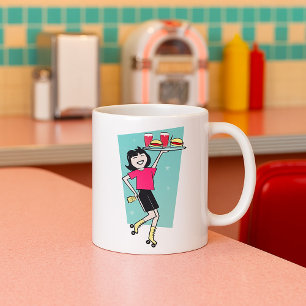 Roller Skate Kellnerin Kaffeetasse