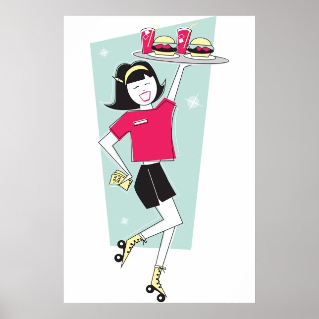 Roller Skate Kellnerin Poster (Vorne)