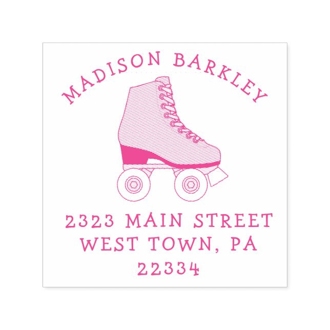 Roller Skate Kid Skaten Rücksendeadresse Briefmark Permastempel (Design)