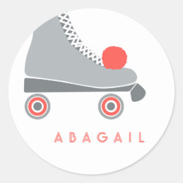 Roller Skate - Korallen Runder Aufkleber