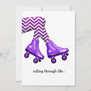 Roller-Skate mit lila Sockenkarte Mitteilungskarte