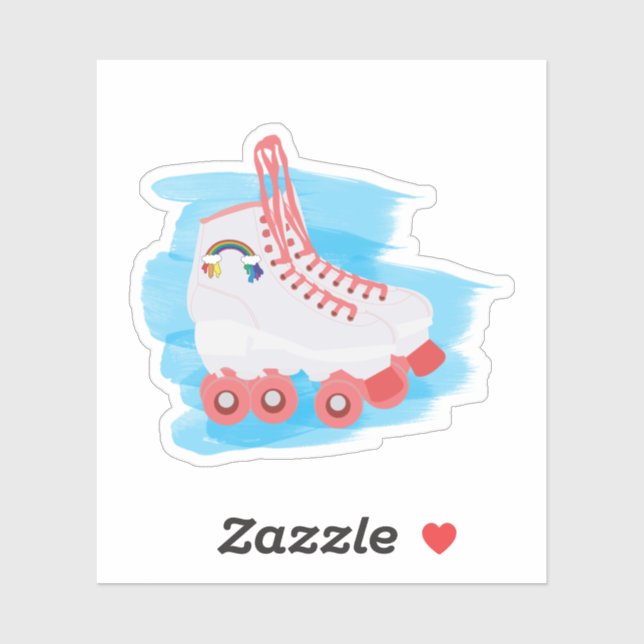 Roller-Skate mit Wasserfarbenspulenverschluss Aufkleber (Blatt)
