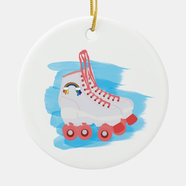 Roller-Skate mit Wasserfarbenspulenverschluss Keramik Ornament (Vorne)