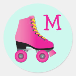 Roller-Skate Niedlich Skaten Monogram Siegel Stick Runder Aufkleber