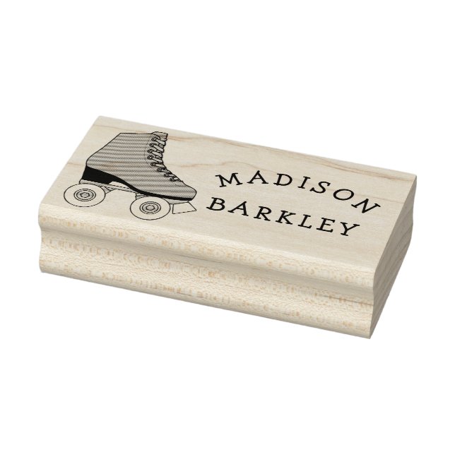 Roller Skate Niedliche Skaten Retro Name Gummistempel (Stempel)